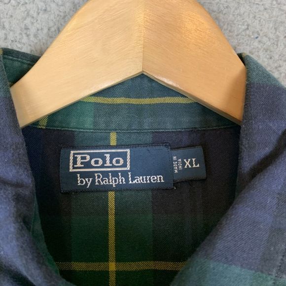 S Polo Ralph‎ Lauren Shirt Mens XL Green Button Down Long Sleeve Tartan Plaid - Picture 6 of 7